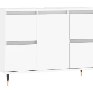 Badkamerkast 80x33x60 cm bewerkt hout wit Badkamerkast 80x33x60 cm bewerkt hout wit