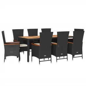 9-delige Tuinset poly rattan zwart 9-delige Tuinset poly rattan zwart