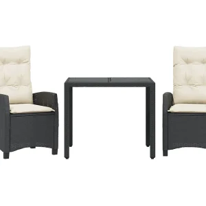 3-delige Tuinset met kussens poly rattan zwart 3-delige Tuinset met kussens poly rattan zwart