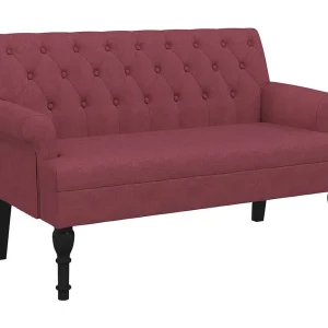 Bankje met rugleuning 120x62x75,5 cm stof wijnrood Bankje met rugleuning 120x62x75,5 cm stof wijnrood