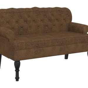 Bankje met rugleuning 119,5×64,5×75 cm kunstsuèdeleer bruin Bankje met rugleuning 119,5×64,5×75 cm kunstsuèdeleer bruin