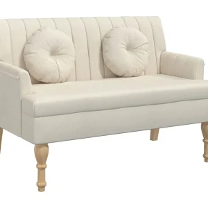 Bankje met kussens 113×64,5×75,5 cm linnen Bankje met kussens 113×64,5×75,5 cm linnen