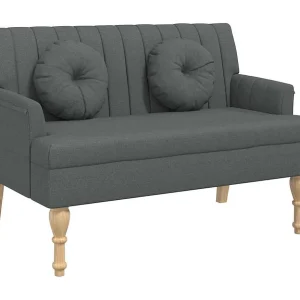 Bankje met kussens 113×64,5×75,5 cm stof donkergrijs Bankje met kussens 113×64,5×75,5 cm stof donkergrijs