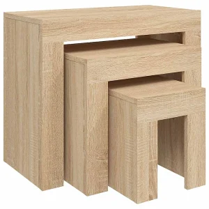 3-delige Tafeltjesset bewerkt hout sonoma eikenkleurig 3-delige Tafeltjesset bewerkt hout sonoma eikenkleurig