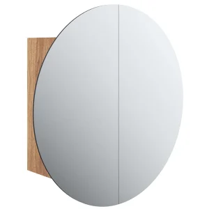 Badkamerkast met ronde spiegel en LED 40x40x17,5 cm eiken Badkamerkast met ronde spiegel en LED 40x40x17,5 cm eiken