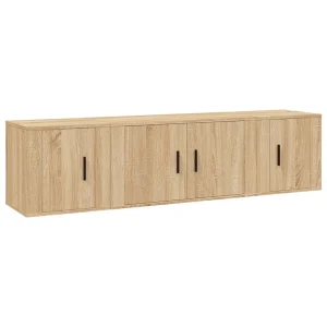 3-delige Tv-meubelset bewerkt hout sonoma eikenkleurig 3-delige Tv-meubelset bewerkt hout sonoma eikenkleurig