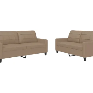 2-delige Loungeset met kussens kunstleer cappuccino