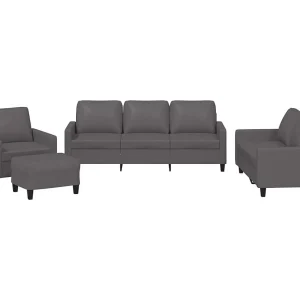 4-delige Loungeset met kussens kunstleer bruin 4-delige Loungeset met kussens kunstleer bruin