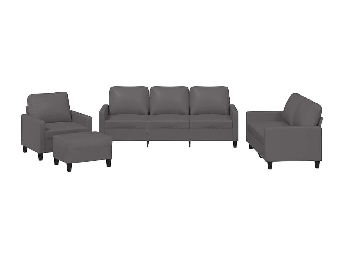 4-delige Loungeset met kussens kunstleer bruin