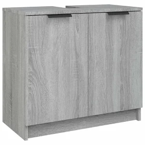 Badkamerkast 64,5×33,5×59 cm bewerkt hout grijs sonoma eiken