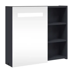 Badkamerkast met spiegel en LED 60x13x52 cm grijs Badkamerkast met spiegel en LED 60x13x52 cm grijs