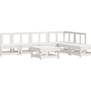 7-delige Loungeset massief grenenhout wit 7-delige Loungeset massief grenenhout wit