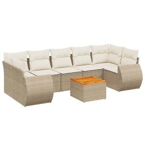 8-delige Loungeset met kussens poly rattan beige 8-delige Loungeset met kussens poly rattan beige