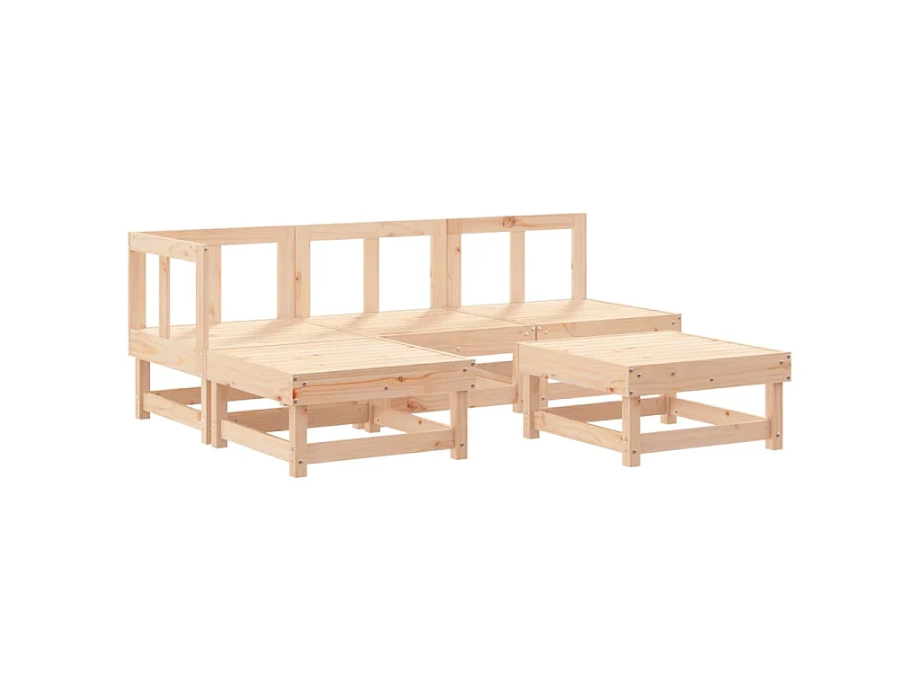 5-delige Loungeset massief grenenhout