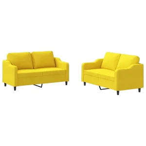 2-delige Loungeset met kussens stof lichtgeel 2-delige Loungeset met kussens stof lichtgeel