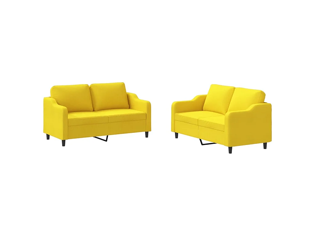 2-delige Loungeset met kussens stof lichtgeel