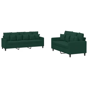2-delige Loungeset met kussens fluweel donkergroen 2-delige Loungeset met kussens fluweel donkergroen