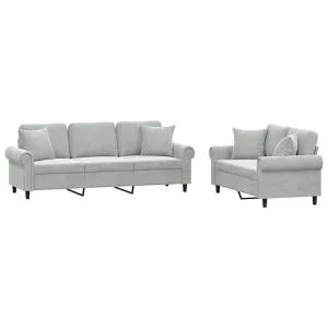 2-delige Loungeset met kussens fluweel lichtgrijs 2-delige Loungeset met kussens fluweel lichtgrijs