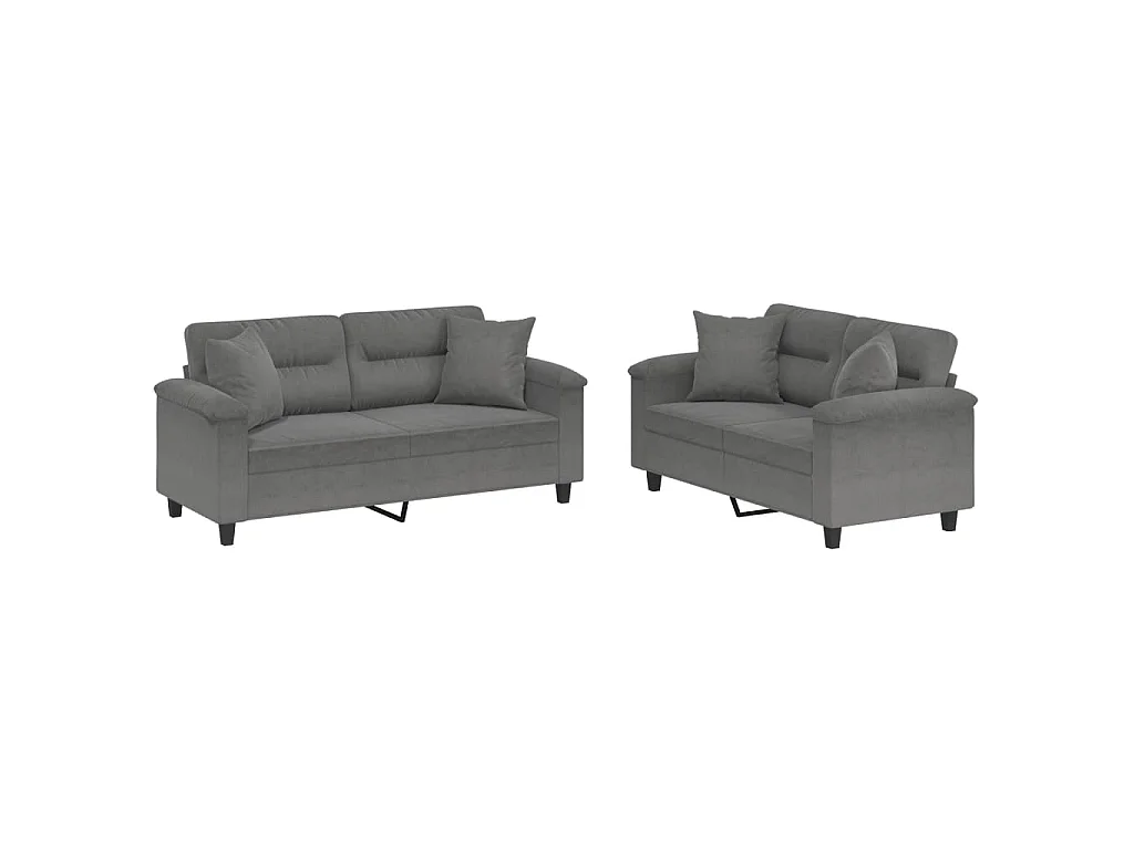2-delige Loungeset met kussens microvezelstof donkergrijs