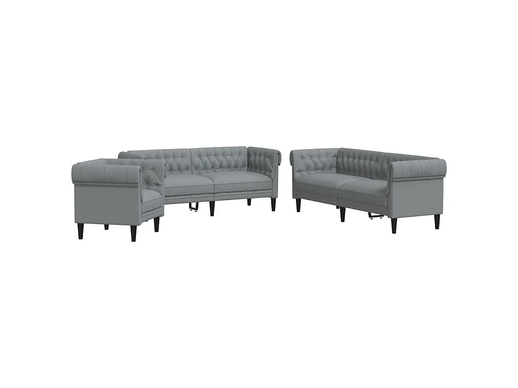 3-delige Loungeset stof lichtgrijs