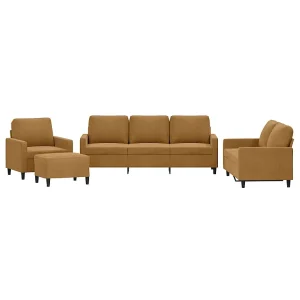 4-delige Loungeset met kussens fluweel bruin 4-delige Loungeset met kussens fluweel bruin