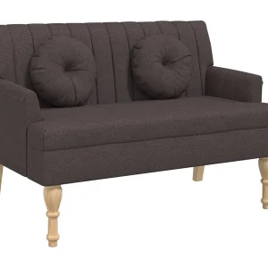 Bankje met kussens 113×64,5×75,5 cm stof donkerbruin Bankje met kussens 113×64,5×75,5 cm stof donkerbruin