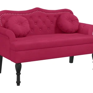 Bankje met kussens 120,5x65x75 cm fluweel wijnrood Bankje met kussens 120,5x65x75 cm fluweel wijnrood