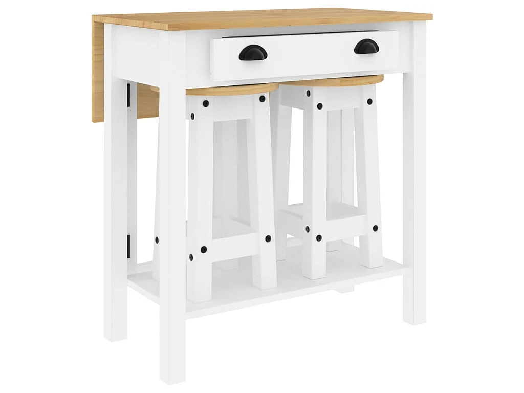 3-delige Barset massief grenenhout wit