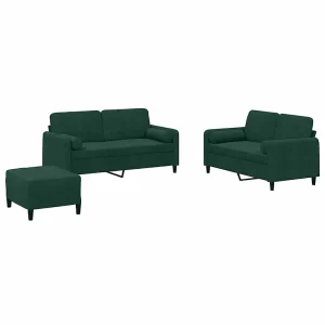 3-delige Loungeset met kussens fluweel donkergroen 3-delige Loungeset met kussens fluweel donkergroen