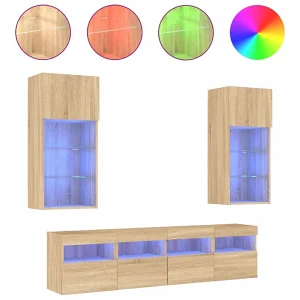 5-delige Tv-wandmeubelset met LED bewerkt hout sonoma eiken 5-delige Tv-wandmeubelset met LED bewerkt hout sonoma eiken