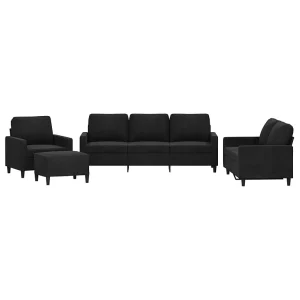 4-delige Loungeset met kussens fluweel zwart 4-delige Loungeset met kussens fluweel zwart