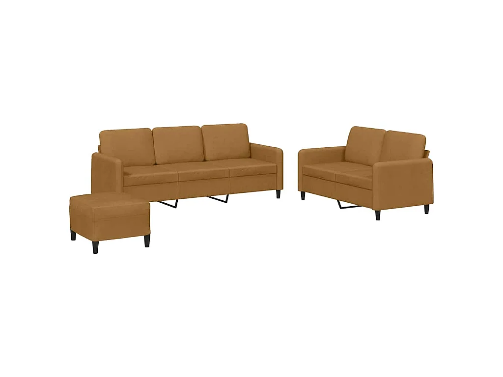 3-delige Loungeset fluweel bruin