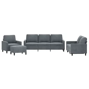 4-delige Loungeset met kussens fluweel donkergrijs 4-delige Loungeset met kussens fluweel donkergrijs