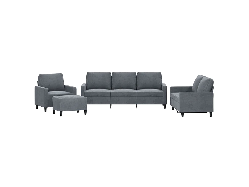 4-delige Loungeset met kussens fluweel donkergrijs
