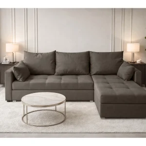 AX LIVING Hoekbank ELIF bruin met slaapfunctie en opbergruimte L-vorm rechts AX LIVING Hoekbank ELIF bruin met slaapfunctie en opbergruimte L-vorm rechts