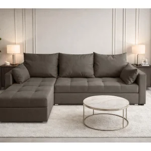 AX LIVING Hoekbank ELIF bruin met slaapfunctie en opbergruimte L-vorm links AX LIVING Hoekbank ELIF bruin met slaapfunctie en opbergruimte L-vorm links