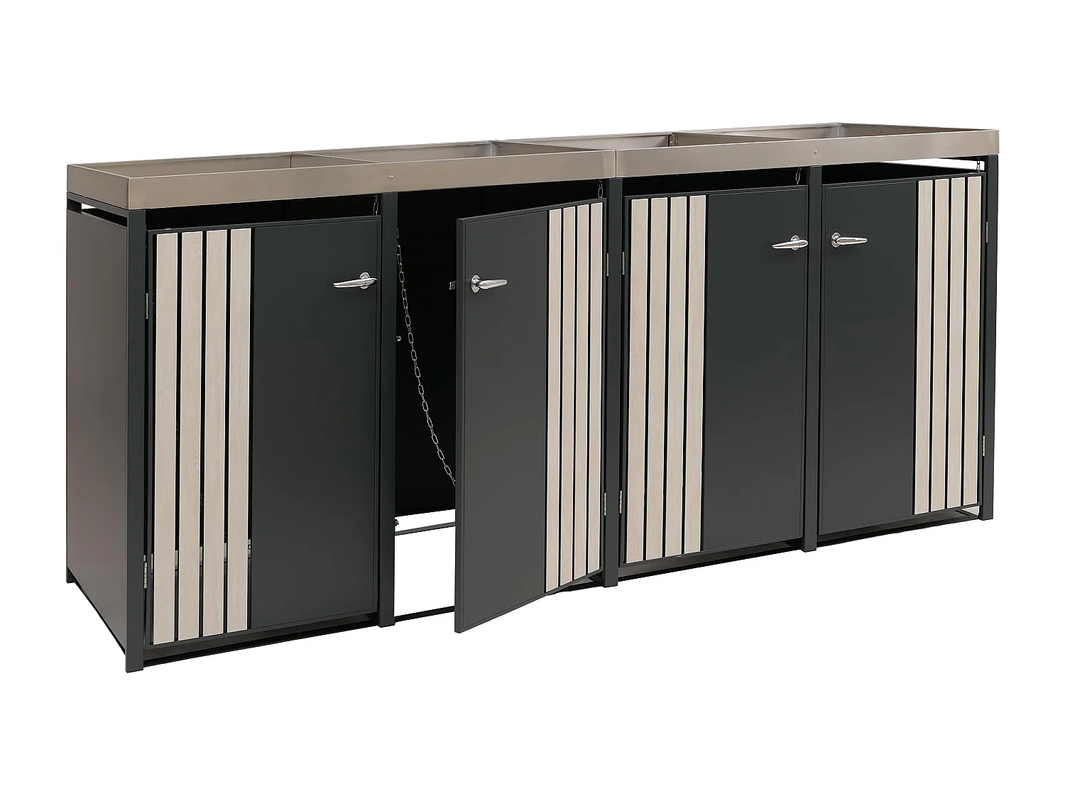 Afvalbakbekleding MCW-O67,  antraciet houtlook licht