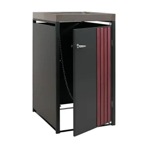 1-persoons afvalcontainerbehuizing MCW-O67, antraciet houtlook donker 1-persoons afvalcontainerbehuizing MCW-O67, antraciet houtlook donker
