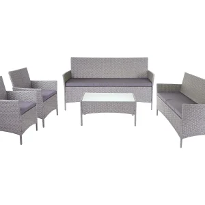 3-2-1-1 Poly-rattan set Hamar,  grijs, antraciet kussens