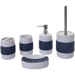 Badkamer set MCW-C73 (5-delig), blauw/wit Badkamer set MCW-C73 (5-delig), blauw/wit