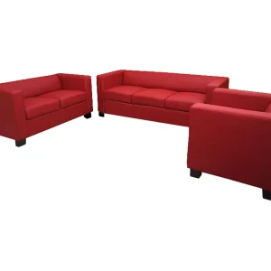 3-2-1 Bankstel Lille (3-delig), leer, rood 3-2-1 Bankstel Lille (3-delig), leer, rood