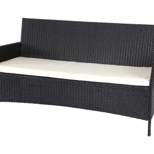 3-zits poly-rattan tuinbank Hamar, antraciet, kussens crème 3-zits poly-rattan tuinbank Hamar, antraciet, kussens crème