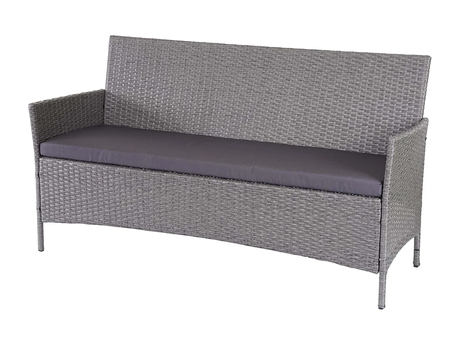 3-zits poly-rattan tuinbank Hamar,  grijs, antraciet kussens