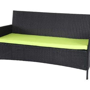 3-zits poly-rattan tuinbank Hamar, antraciet, groene kussens 3-zits poly-rattan tuinbank Hamar, antraciet, groene kussens