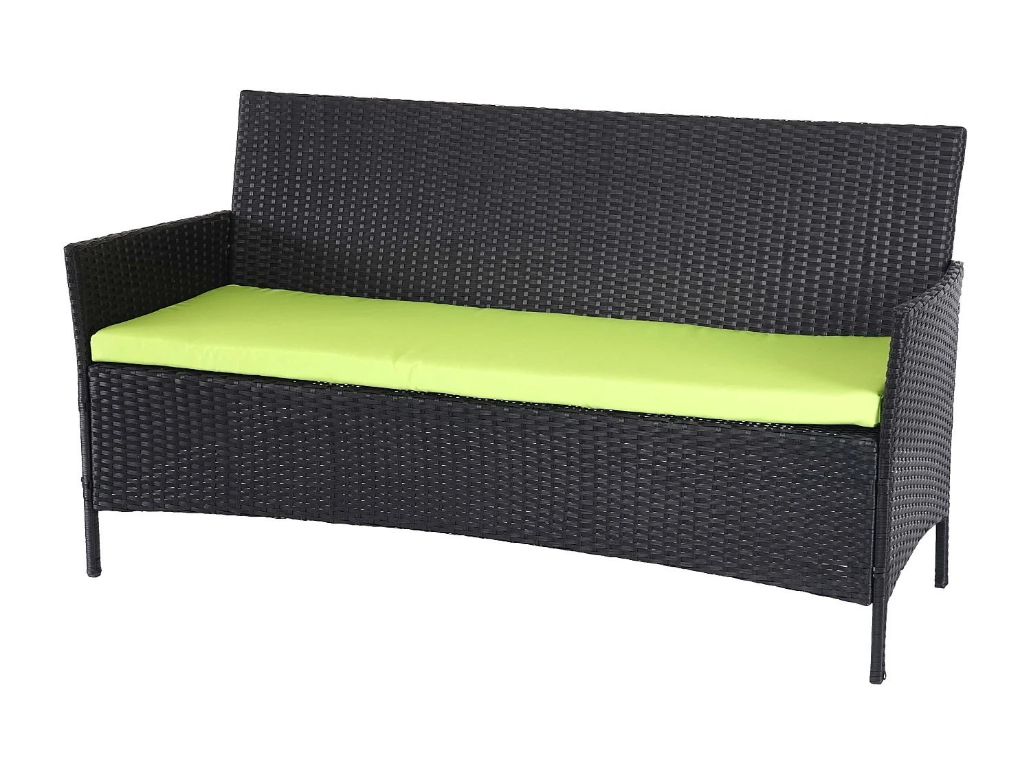 3-zits poly-rattan tuinbank Hamar,  antraciet, groene kussens