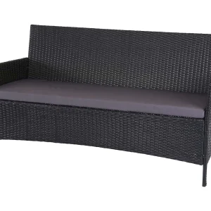 3-zits poly-rattan tuinbank Hamar, antraciet, antraciet kussens 3-zits poly-rattan tuinbank Hamar, antraciet, antraciet kussens