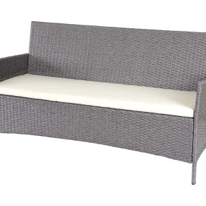 3-zits poly-rattan tuinbank Hamar, grijs, kussens crème 3-zits poly-rattan tuinbank Hamar, grijs, kussens crème