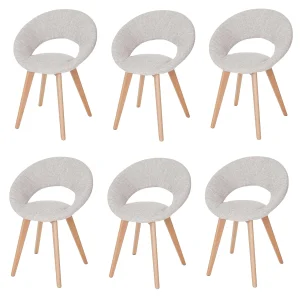 Almada III eetkamerstoel (set van 6), textiel, crème/grijs Almada III eetkamerstoel (set van 6), textiel, crème/grijs