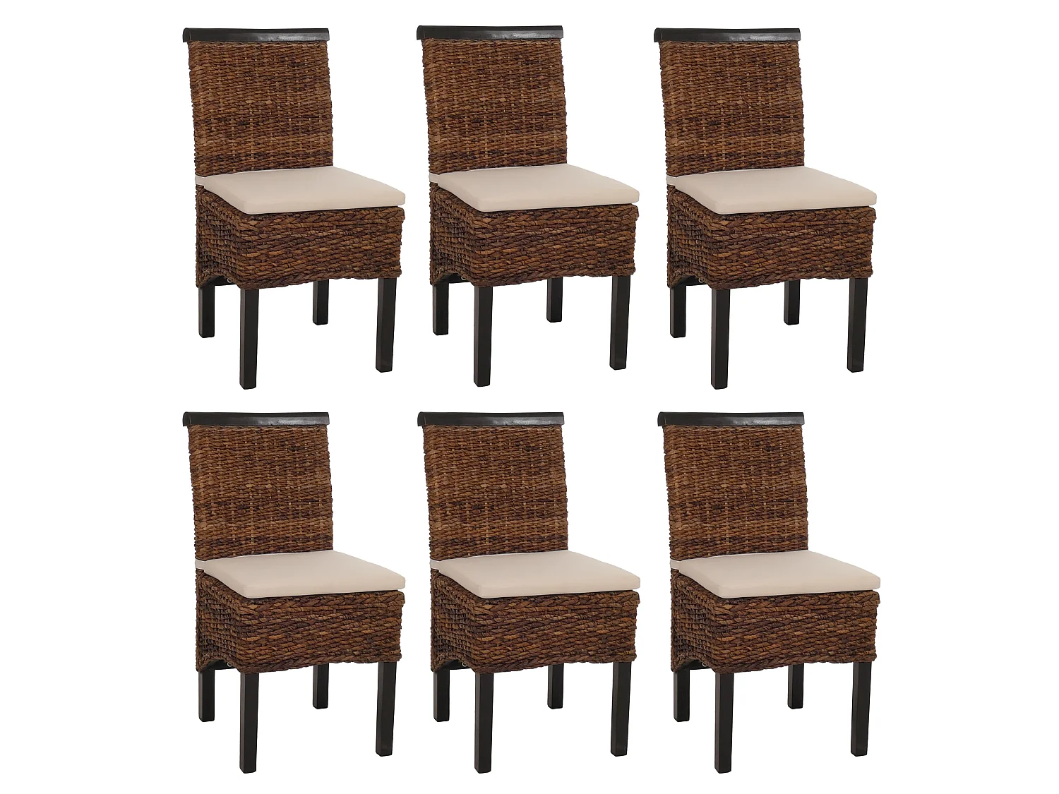Acireale eetkamerstoel (set van 6), donker, met kussen