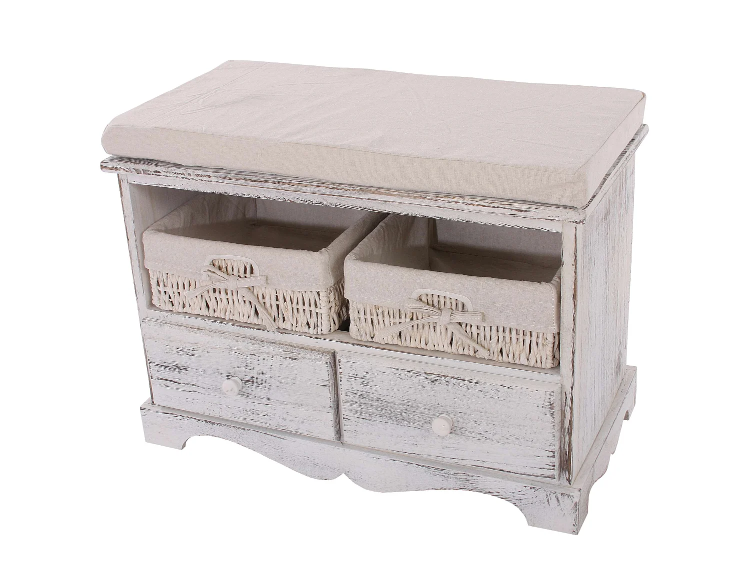 Bank 2 manden Shabby look, wit